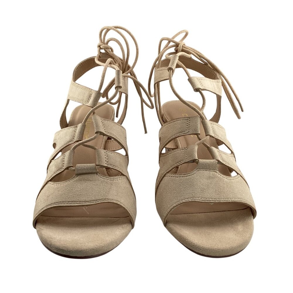 City Chic Womens Heel Strap Lacey Size 11-11.5 42 NWB Nude Beige Strappy Sandals - Picture 4 of 10